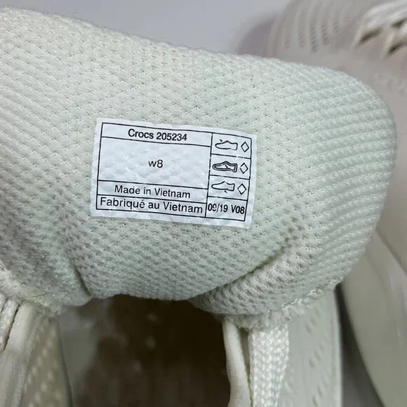 LiteRide By Crocs Womens White Perforated Sneakers W8 Lightweight & Breathable - Picture 5 of 9